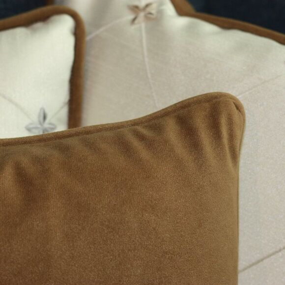 Copper with Creamy Silk Shantung 3 Pillow Set 14 x 14 NEW - Picture 6 of 10